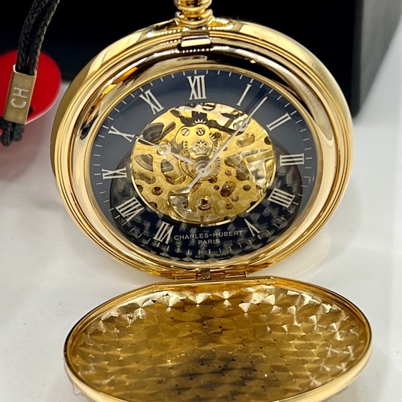 Charles Hubert Gold-plated Double Hunter Blue Dial Pocket Watch - Picture 5 of 6